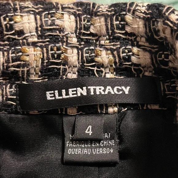 Classic Black, White & Gold Tweed Tailored Jacket size 4 - Picture 2 of 9